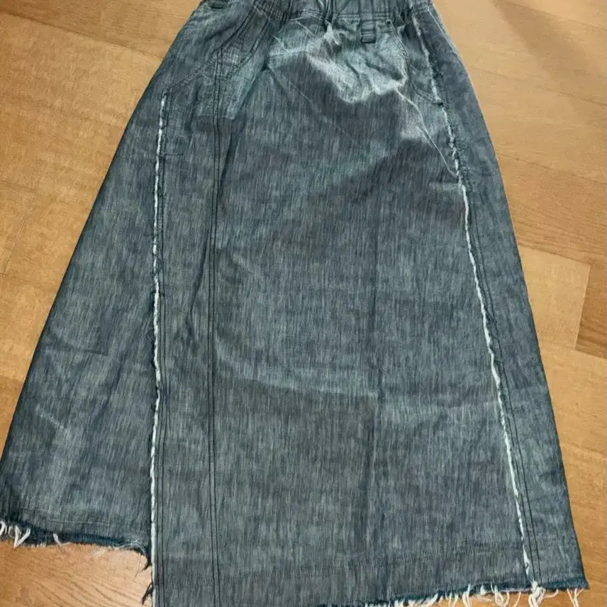 [BUNJANG] Vintage Grunge Denim Midi Skirt / 빈티지 그런지 밴딩 청 미디 스커트