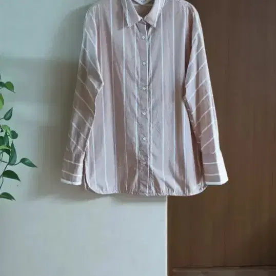 [BUNJANG] IT MICHAA Striped Pink Shirt / 잇미샤 스트라이프 핑크 셔츠