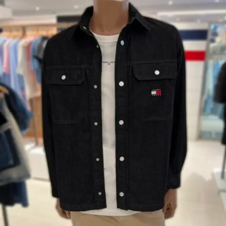 [SOLD OUT] [새상품] 타미진스 흑청 블랙 데님 셔켓 자켓