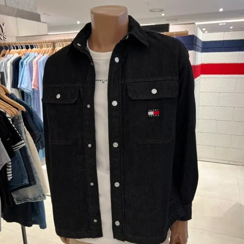 [SOLD OUT] [새상품] 타미진스 흑청 블랙 데님 셔켓 자켓