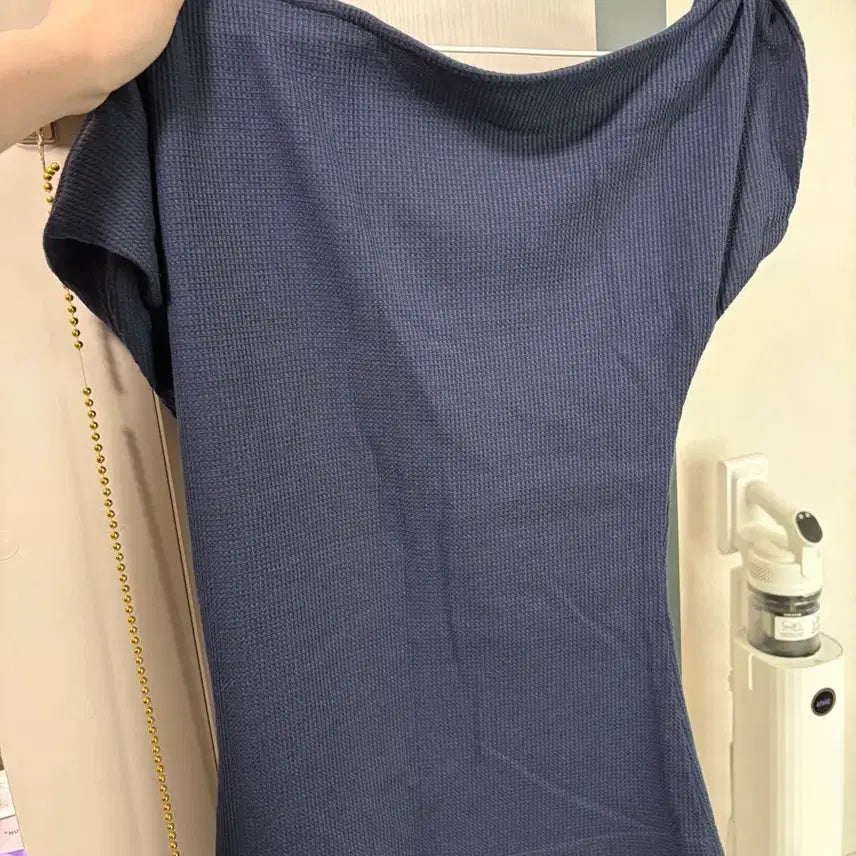 [BUNJANG] The Nube Navy Asymmetric One-Shoulder T-Shirt / [더누베]하입 수입 와플 언발란스 원숄더 반소매 티셔츠