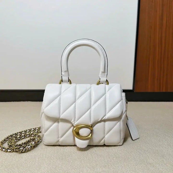 [BUNJANG] Coach Tevi Top Handle Bag with Quilting CCC12 White / 코치 테비 탑 핸들백 위드 퀄팅 CCC12 화이트 새상품