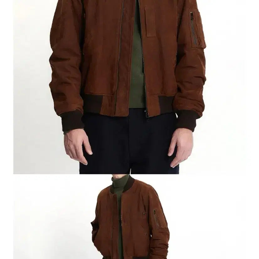 [BUNJANG] Eastlogue MA-1 Brown Nubuck Leather Jacket / (새상품) 이스트로그 MA-1 브라운 레더 누벅 자켓