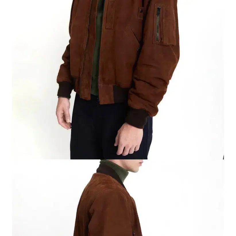 [BUNJANG] Eastlogue MA-1 Brown Nubuck Leather Jacket / (새상품) 이스트로그 MA-1 브라운 레더 누벅 자켓