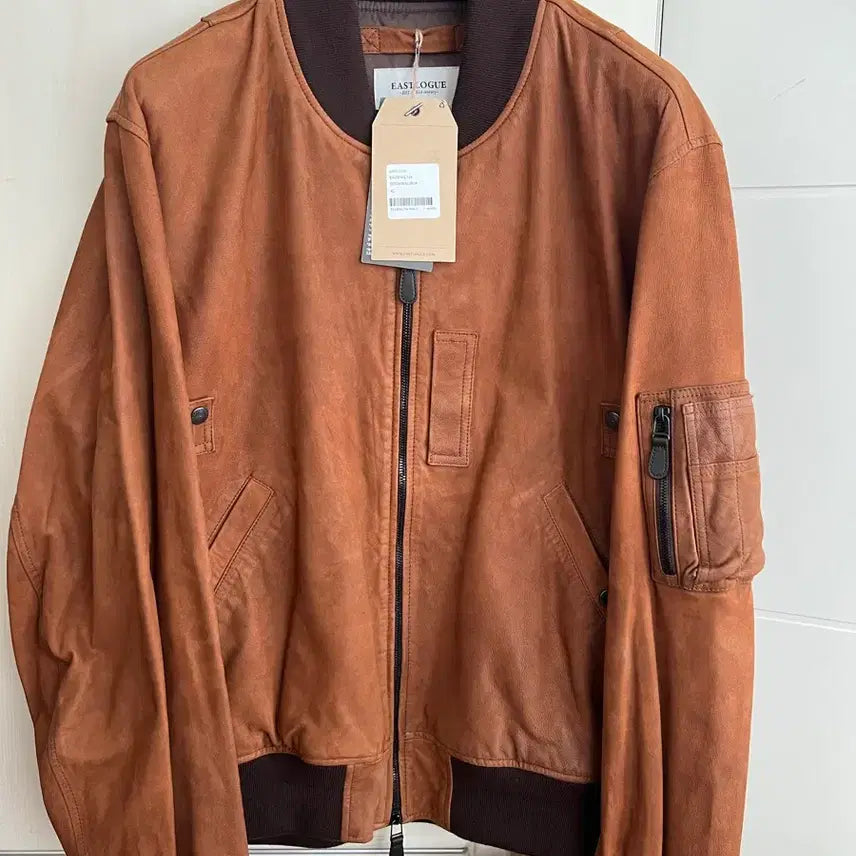 [BUNJANG] Eastlogue MA-1 Brown Nubuck Leather Jacket / (새상품) 이스트로그 MA-1 브라운 레더 누벅 자켓