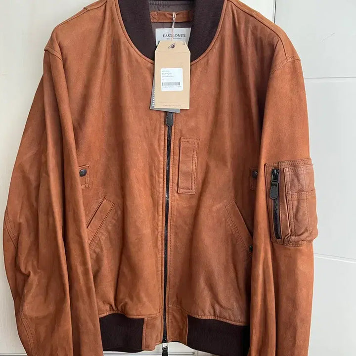 [BUNJANG] Eastlogue MA-1 Brown Nubuck Leather Jacket / (새상품) 이스트로그 MA-1 브라운 레더 누벅 자켓
