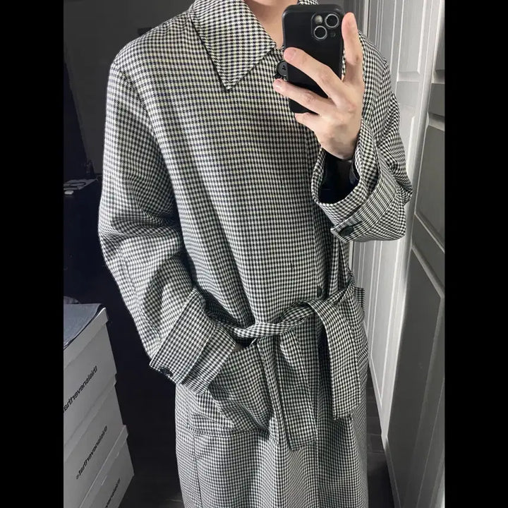 [BUNJANG] 8seconds Houndstooth Check Trench Coat / [L] 8seconds 에잇세컨즈 하운드투스 체크 트렌치 코트