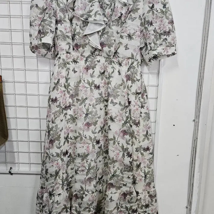 [BUNJANG] Kenneth Lady Flower Butterfly Frill Long Dress / (새상품) 케네스레이디 플라워 나비 프릴 반팔 롱 원피스
