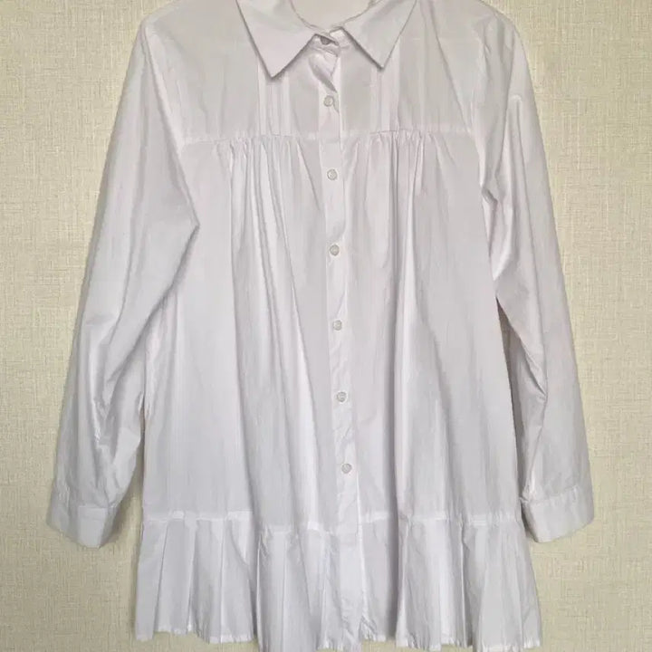 [BUNJANG] Place Studio White Frill Long Shirt Blouse / 플레이스스튜디오 화이트 프릴 롱 셔츠 블라우스