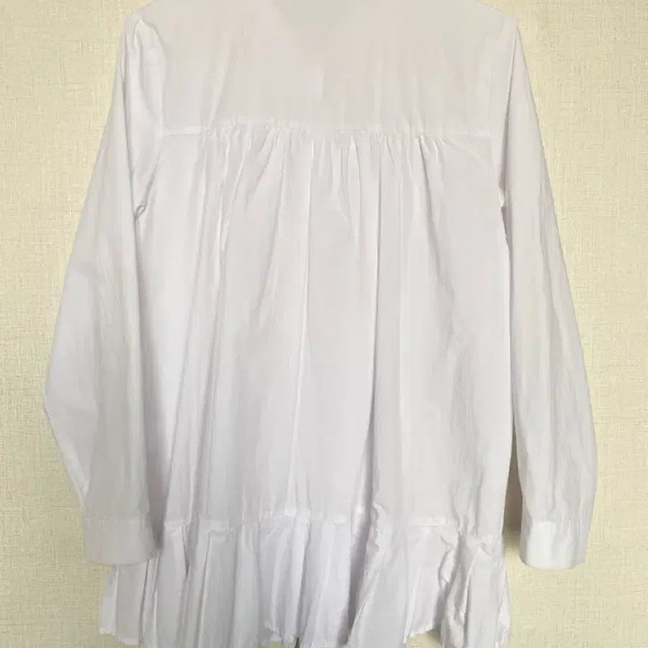 [BUNJANG] Place Studio White Frill Long Shirt Blouse / 플레이스스튜디오 화이트 프릴 롱 셔츠 블라우스