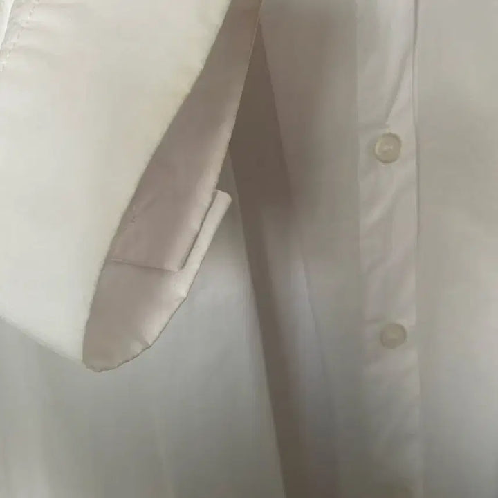 [BUNJANG] Place Studio White Frill Long Shirt Blouse / 플레이스스튜디오 화이트 프릴 롱 셔츠 블라우스