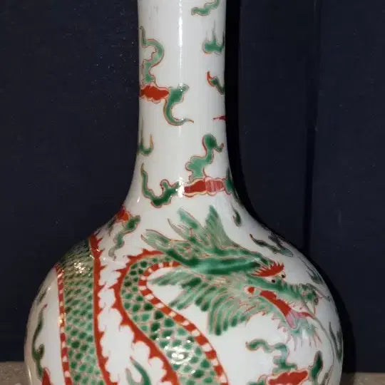 [BUNJANG] Kangxi Period Toucai Dragon Vase / 강희년제 투채 운용문 오래된 화병 높30 지15 중국도자기 고도자 골통품