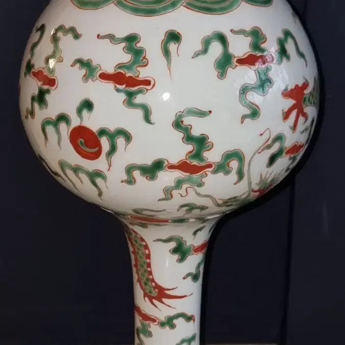 [BUNJANG] Kangxi Period Toucai Dragon Vase / 강희년제 투채 운용문 오래된 화병 높30 지15 중국도자기 고도자 골통품