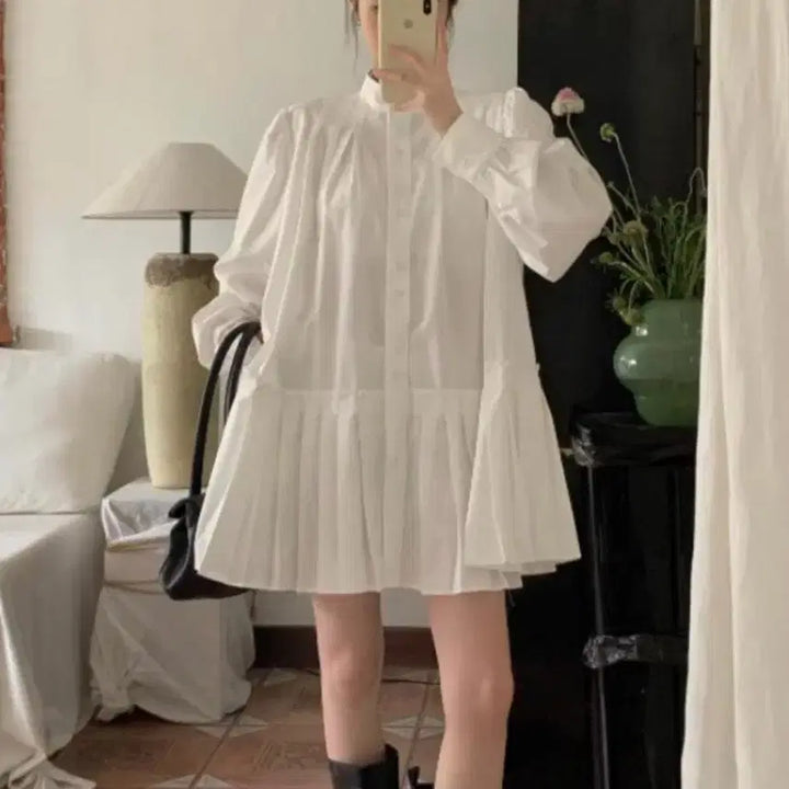 [BUNJANG] Self Wedding Pleated Mini Dress / 셀프웨딩 플리츠 미니 드레스