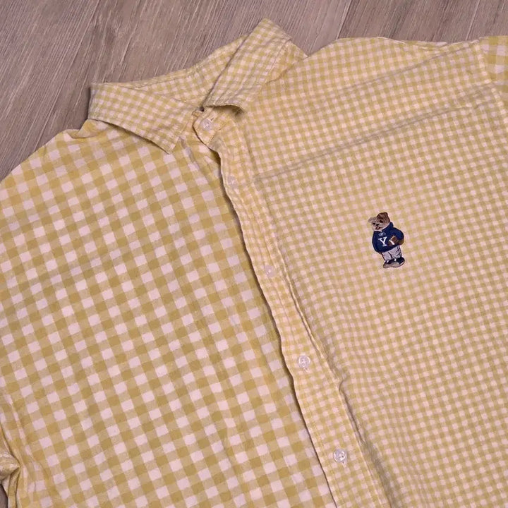[BUNJANG] Yale Short-Sleeve Checkered Shirt Yellow / 무료배송) 예일 반팔 체크셔츠 옐로우