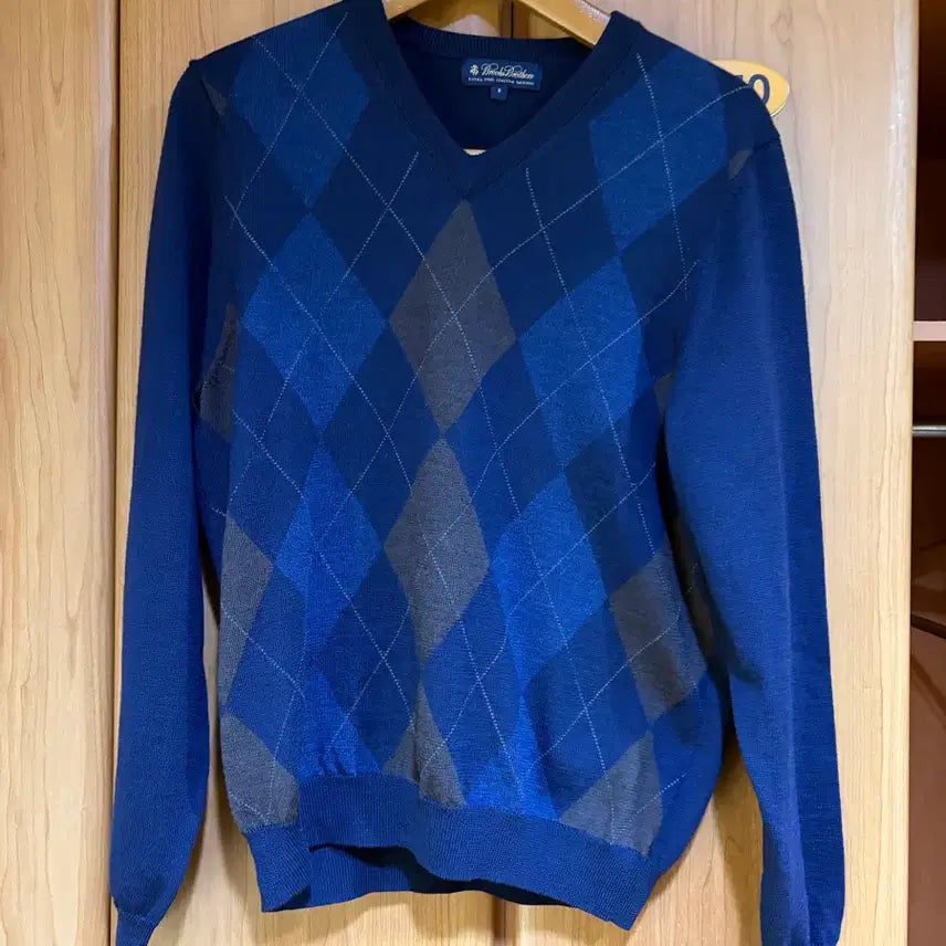[BUNJANG] Brooks Brothers Argyle Knit Sweater Navy S / 브룩스브라더스 아가일 니트 네이비 s