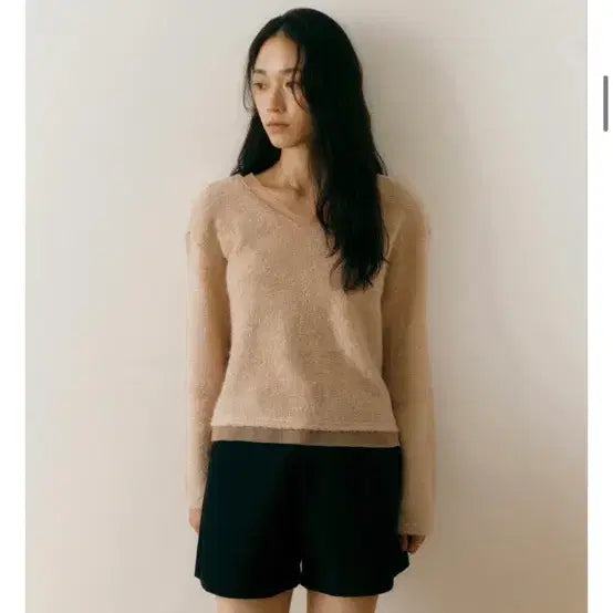 [BUNJANG] Yuje Fluffy Silk Knit Pink Beige / yuje 유제 FLUFFY SILK KNIT 핑크베이지