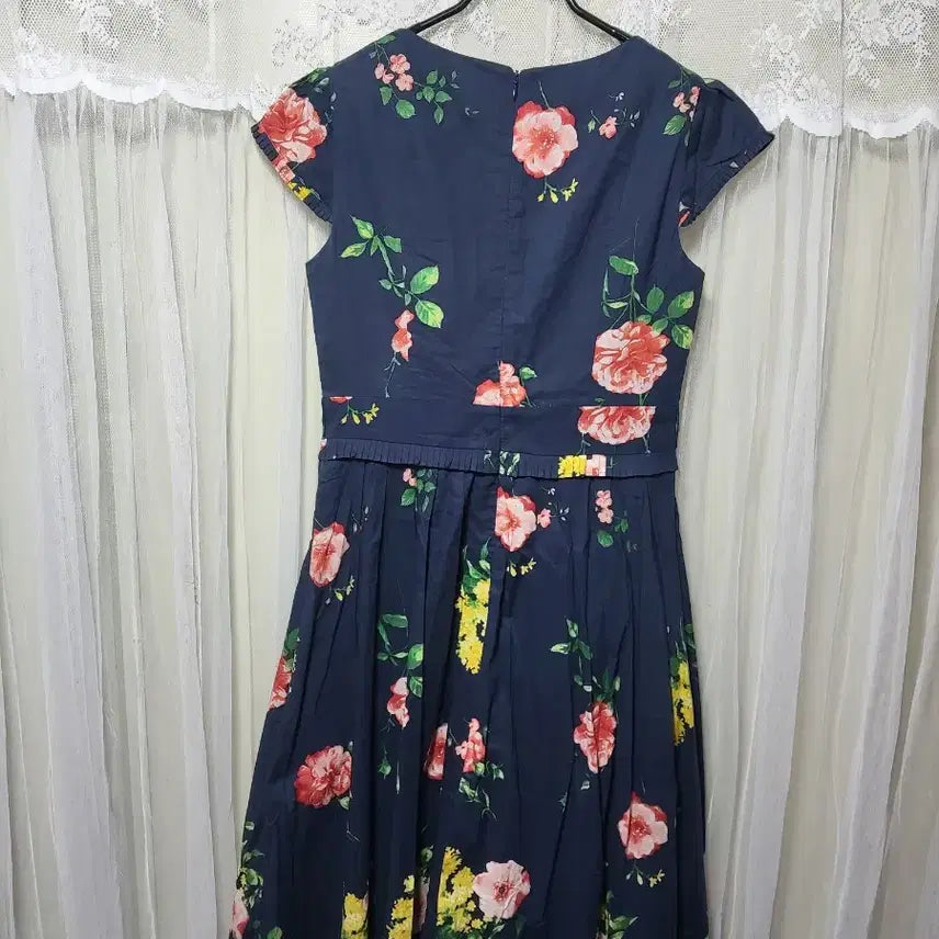 [BUNJANG] SATIN Floral Pattern Midi Dress / 샤틴 SATIN 플라워 패턴 원피스