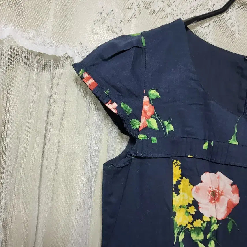 [BUNJANG] SATIN Floral Pattern Midi Dress / 샤틴 SATIN 플라워 패턴 원피스