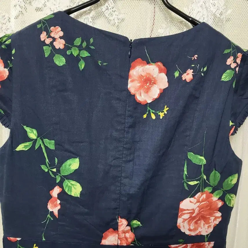 [BUNJANG] SATIN Floral Pattern Midi Dress / 샤틴 SATIN 플라워 패턴 원피스