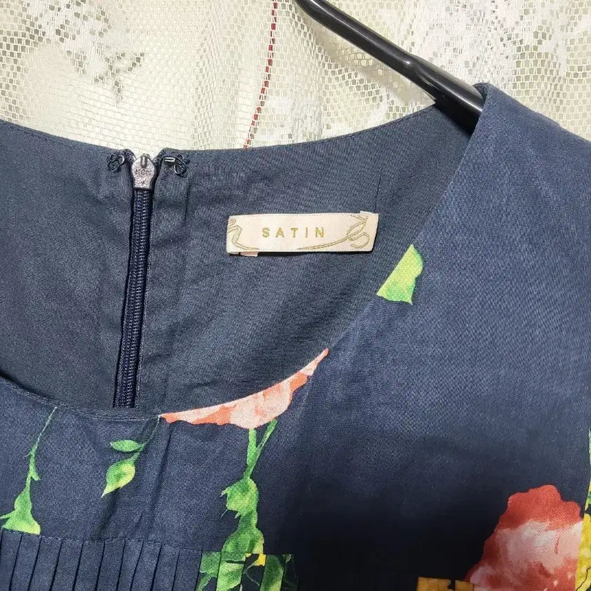 [BUNJANG] SATIN Floral Pattern Midi Dress / 샤틴 SATIN 플라워 패턴 원피스