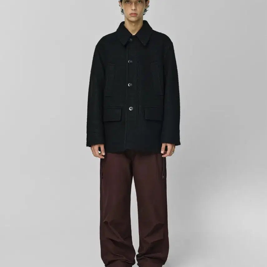 [BUNJANG] Milo Archive Rude Boucle Half Coat - Black (M) / 밀로 아카이브 루드 부클레 하프 코트 블랙 M