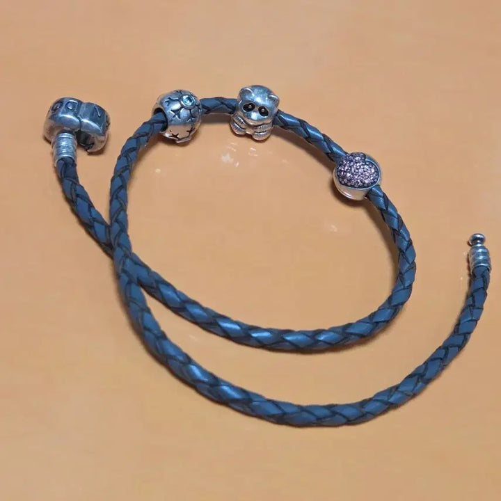 [BUNJANG] Pandora Leather Bracelet with Charms / 판도라 가죽 팔찌 (참 포함)