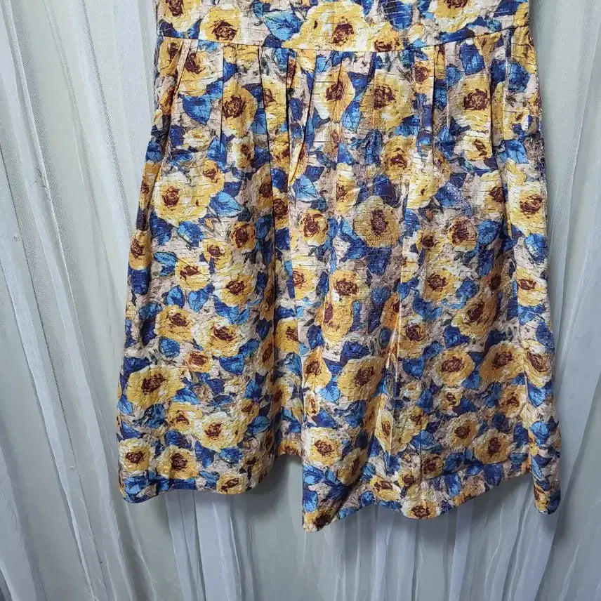 [BUNJANG] Satin Floral Pattern Midi Dress / 샤틴 Satin 플라워 패턴 원피스