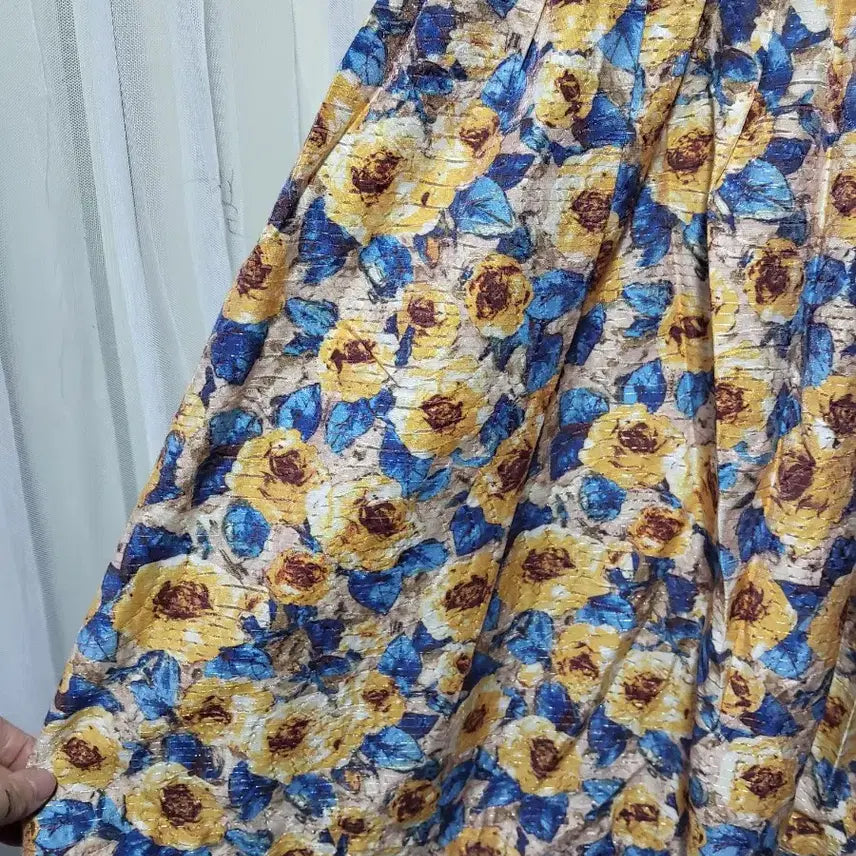 [BUNJANG] Satin Floral Pattern Midi Dress / 샤틴 Satin 플라워 패턴 원피스