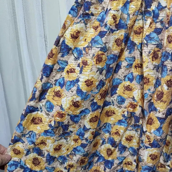 [BUNJANG] Satin Floral Pattern Midi Dress / 샤틴 Satin 플라워 패턴 원피스