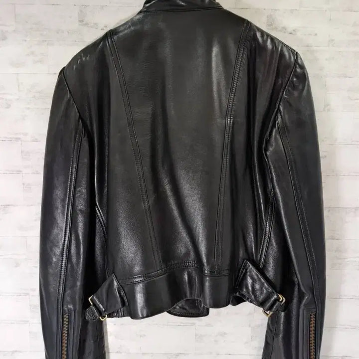 [BUNJANG] Donna Karan Lamb Leather High Neck Asymmetric Zip Jacket / donna karan leather jacket