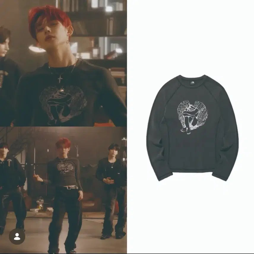 [BUNJANG] Niceghostclub Crying Angel Waffle Long Sleeve Charcoal L / 나이스고스트클럽 crying angel 와플 롱슬리브 차콜 L
