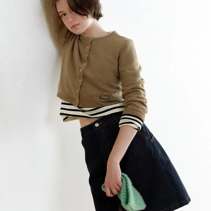 [BUNJANG] Covernat Women Wool Blend Crop Cardigan Olive S / 25FW 커버낫 우먼 울 블렌드 크롭 가디건 Olive S사이즈