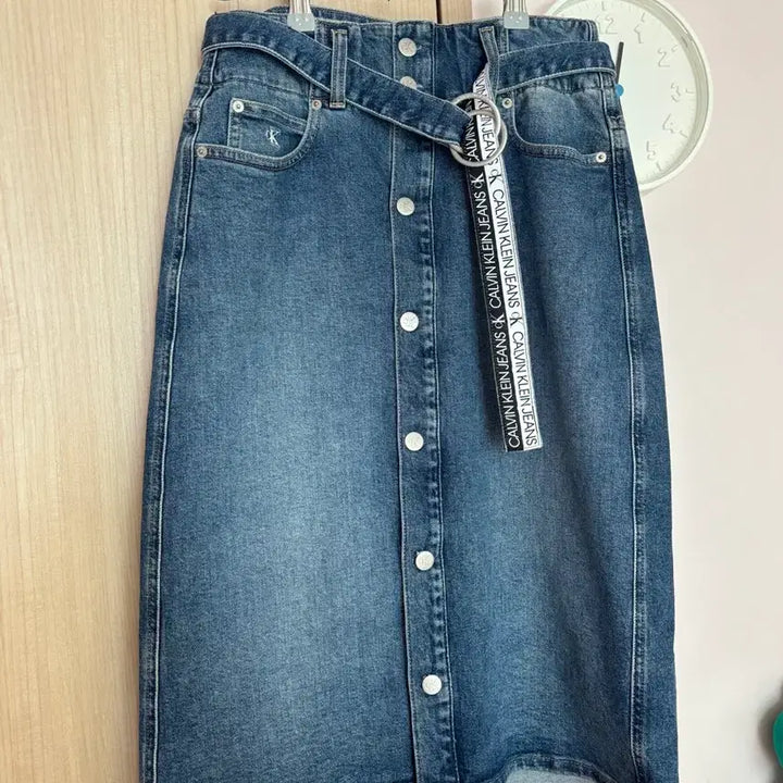 [BUNJANG] Calvin Klein Denim Midi Skirt / 정품) 켈빈클라인 데님 미디스커트 (벨트o)
