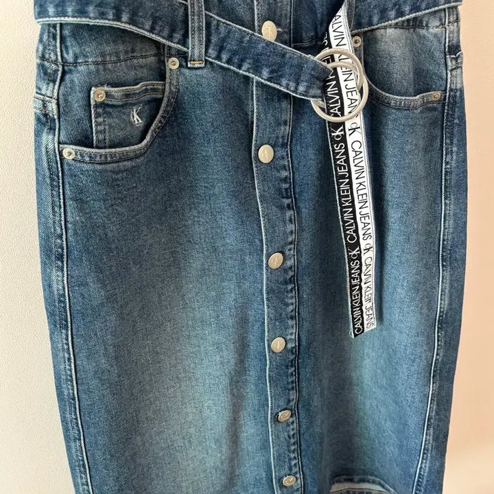 [BUNJANG] Calvin Klein Denim Midi Skirt / 정품) 켈빈클라인 데님 미디스커트 (벨트o)