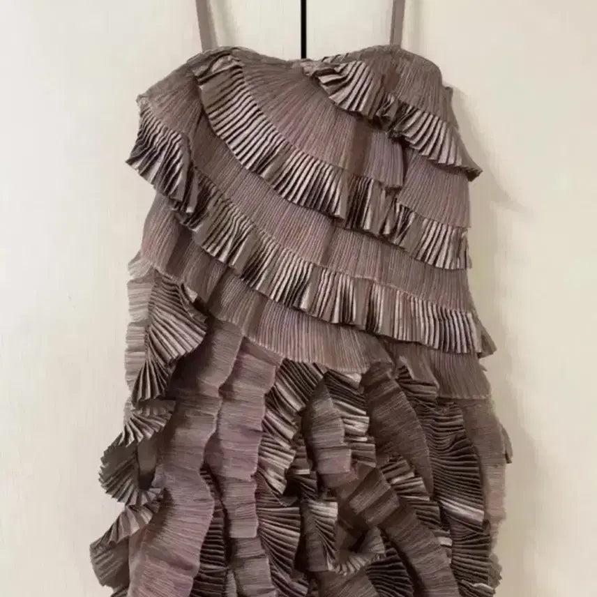 [BUNJANG] COS HM Ruffle Satin See-through Mesh Dress / 코스 hm 러플 새틴 시스루 매쉬 원피스 휴양지룩 옷 파티복