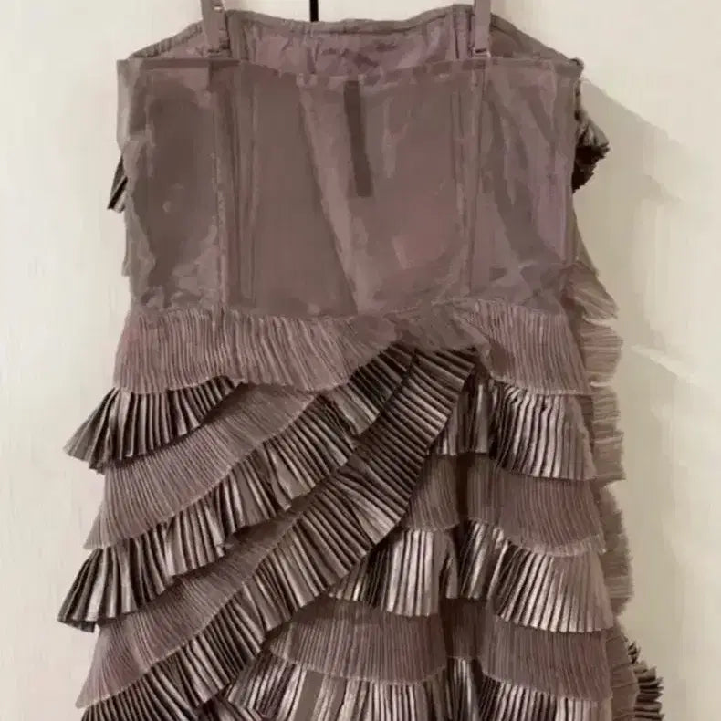 [BUNJANG] COS HM Ruffle Satin See-through Mesh Dress / 코스 hm 러플 새틴 시스루 매쉬 원피스 휴양지룩 옷 파티복