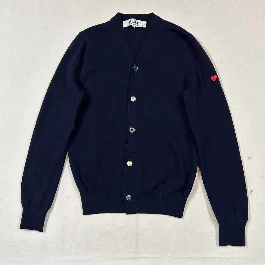 [BUNJANG] Comme des Garçons PLAY Small Emblem Navy Cardigan / M) 꼼데가르송 플레이 스몰 와펜 네이비 가디건 정품