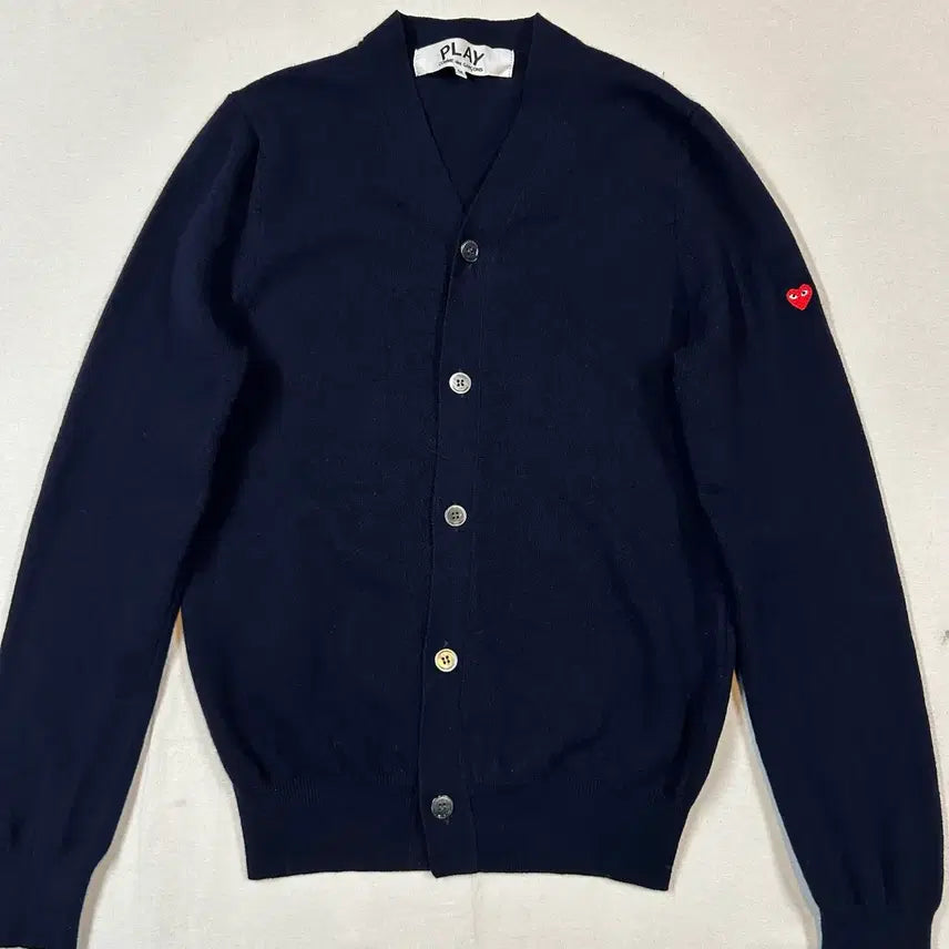 [BUNJANG] Comme des Garçons PLAY Small Emblem Navy Cardigan / M) 꼼데가르송 플레이 스몰 와펜 네이비 가디건 정품