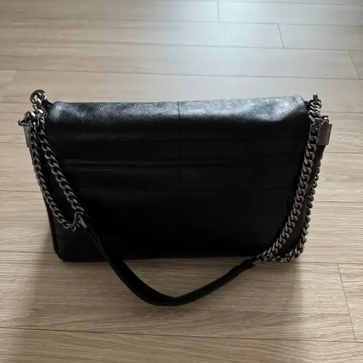 [BUNJANG] Black Leather Chain Shoulder Bag / 블랙 레더 체인 숄더백