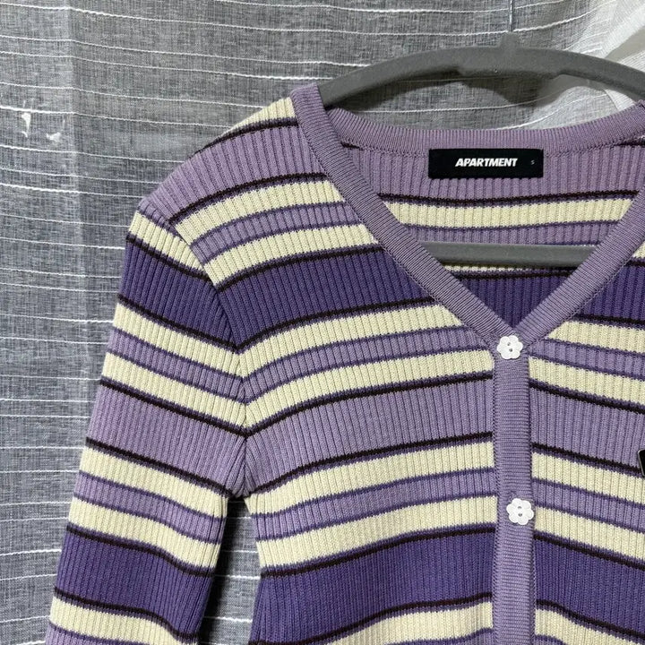 [BUNJANG] Apartment Striped Cardigan Purple S Size / 아파트먼트 스트라이프 가디건 보라색 S사이즈