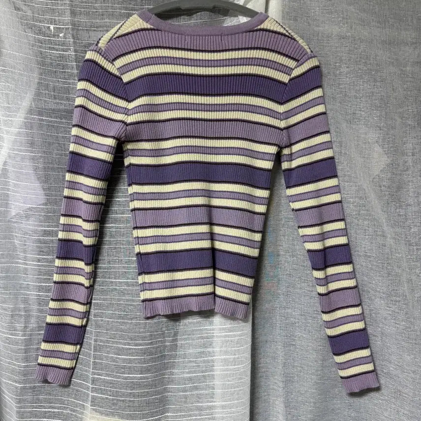 [BUNJANG] Apartment Striped Cardigan Purple S Size / 아파트먼트 스트라이프 가디건 보라색 S사이즈