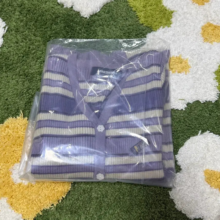 [BUNJANG] Apartment Striped Cardigan Purple S Size / 아파트먼트 스트라이프 가디건 보라색 S사이즈