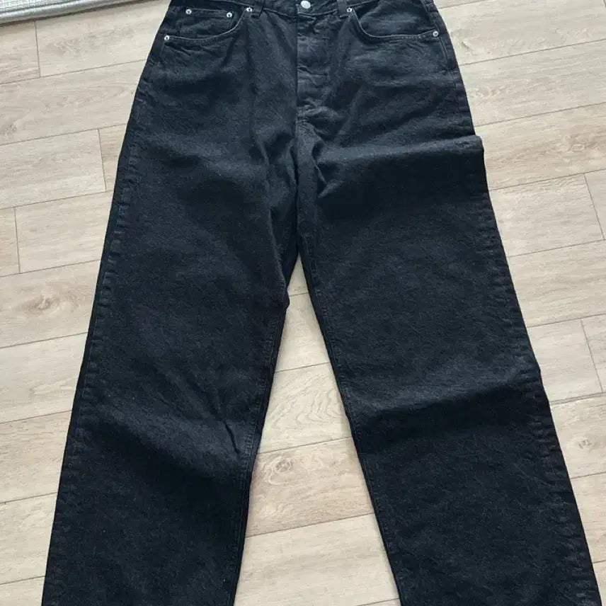 [BUNJANG] Youth Washed Black Wide Denim Pants / 유스 워싱 블랙 와이드 데님 팬츠 34 30