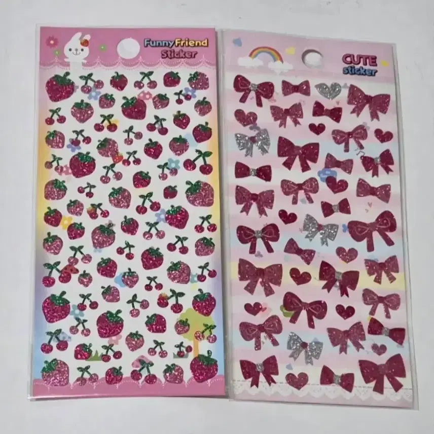 [SOLD OUT] 일괄)고전 레트로 딸기,리본 스티커