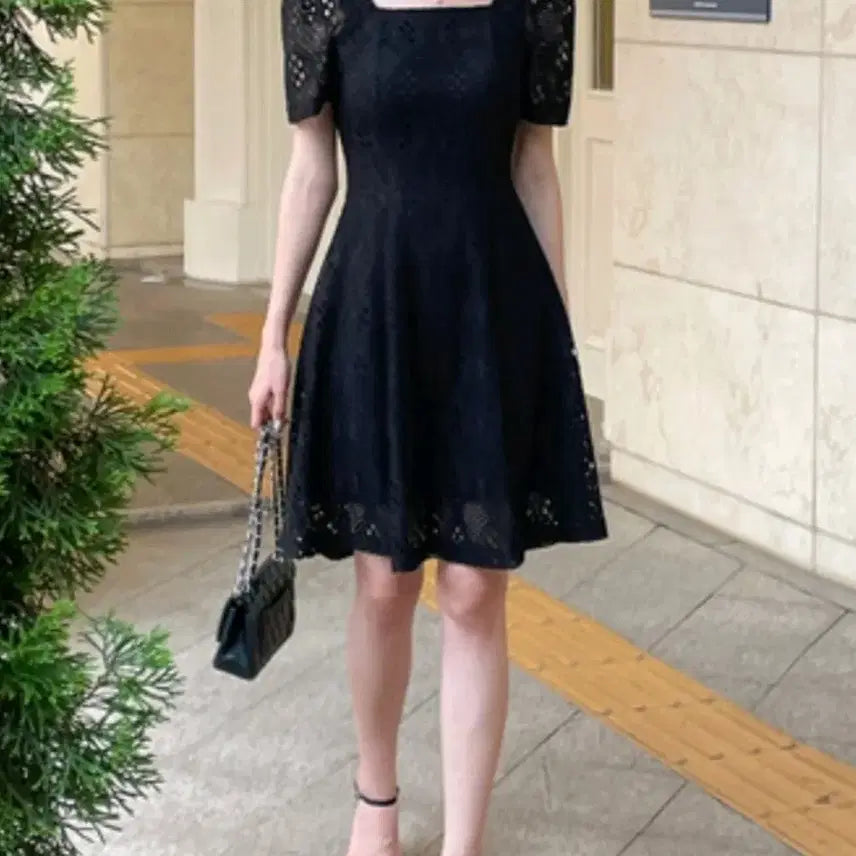 [BUNJANG] Black Lace Midi Dress / 블랙 레이스 원피스