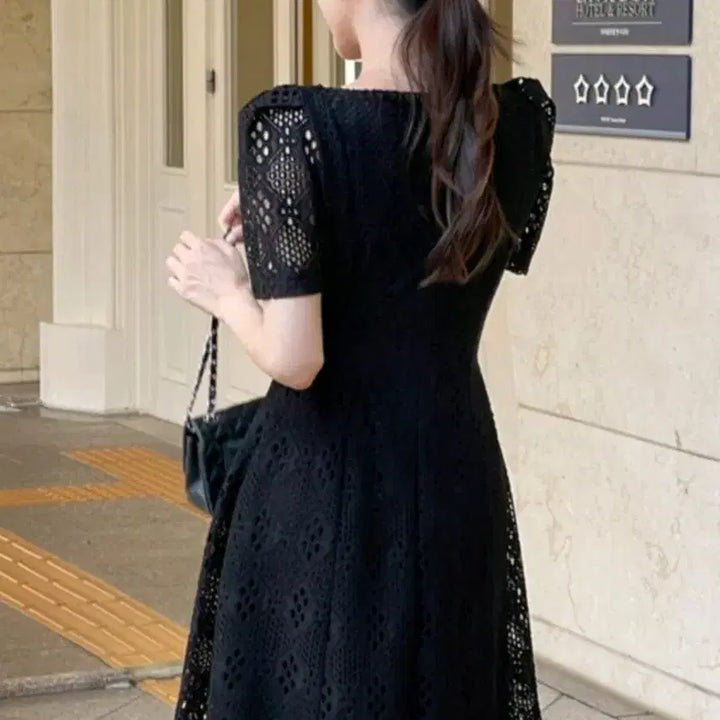 [BUNJANG] Black Lace Midi Dress / 블랙 레이스 원피스