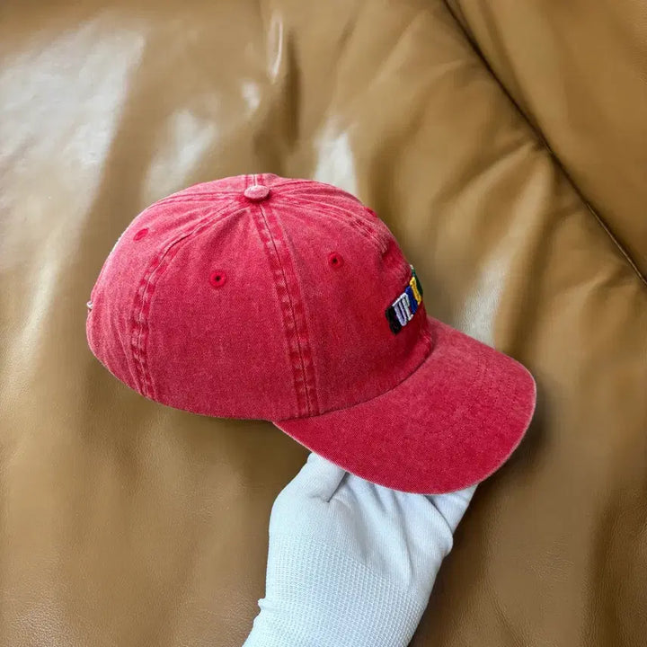 [BUNJANG] Supreme 6-Panel Ball Cap Pigment Washed Red / 슈프림 6패널 볼캡 모자 피그먼트 워시드 레드 멀티 컬러 로고