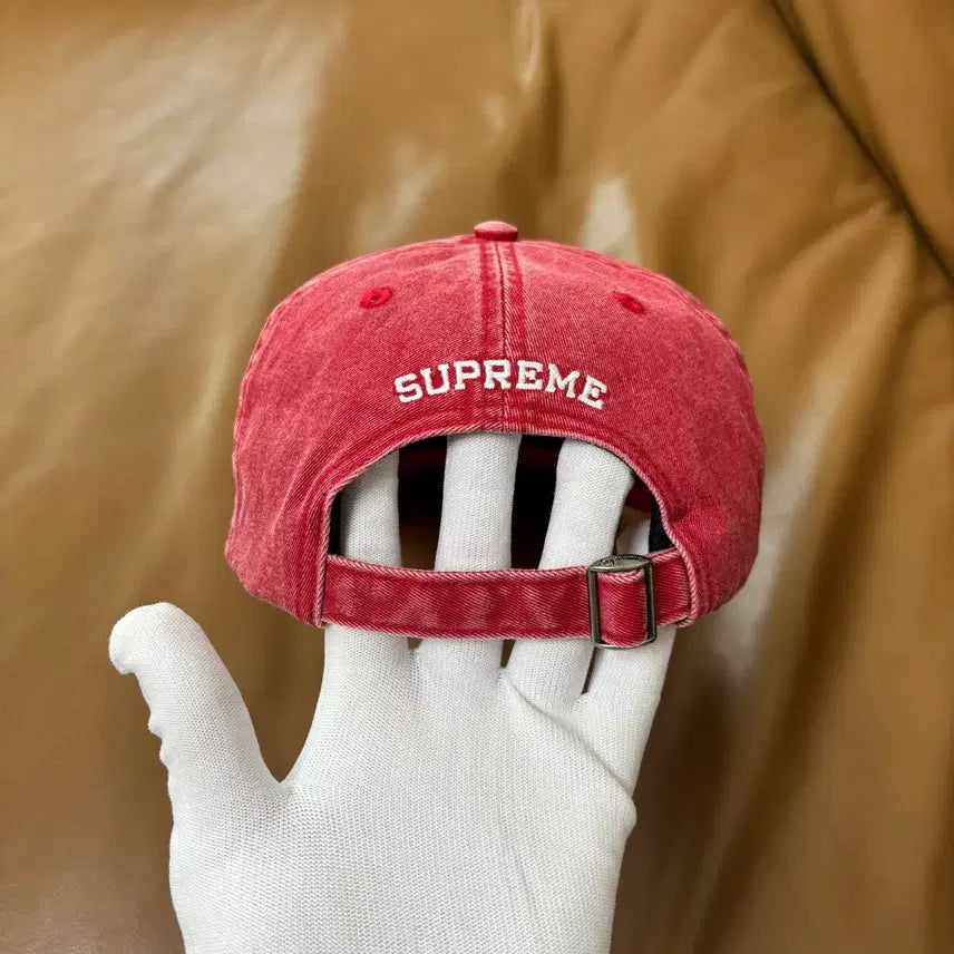 [BUNJANG] Supreme 6-Panel Ball Cap Pigment Washed Red / 슈프림 6패널 볼캡 모자 피그먼트 워시드 레드 멀티 컬러 로고
