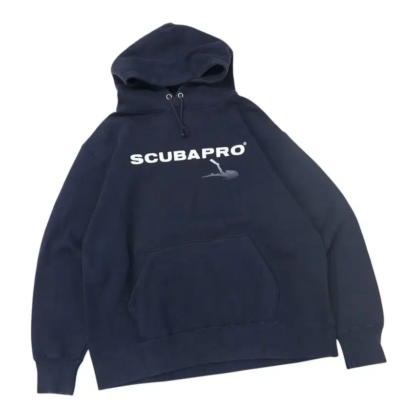 [BUNJANG] SCUBAPRO Vintage Diver Logo Navy Hoodie (M) / SCUBAPRO 스쿠바프로 빈티지 다이버 로고 네이비 후드 (M)